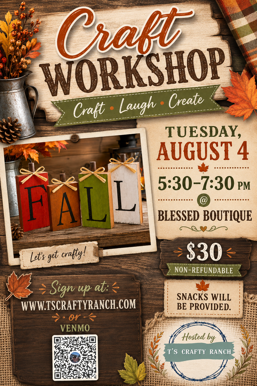 Fall Craft Workshop @ Blessed Boutique - Temple