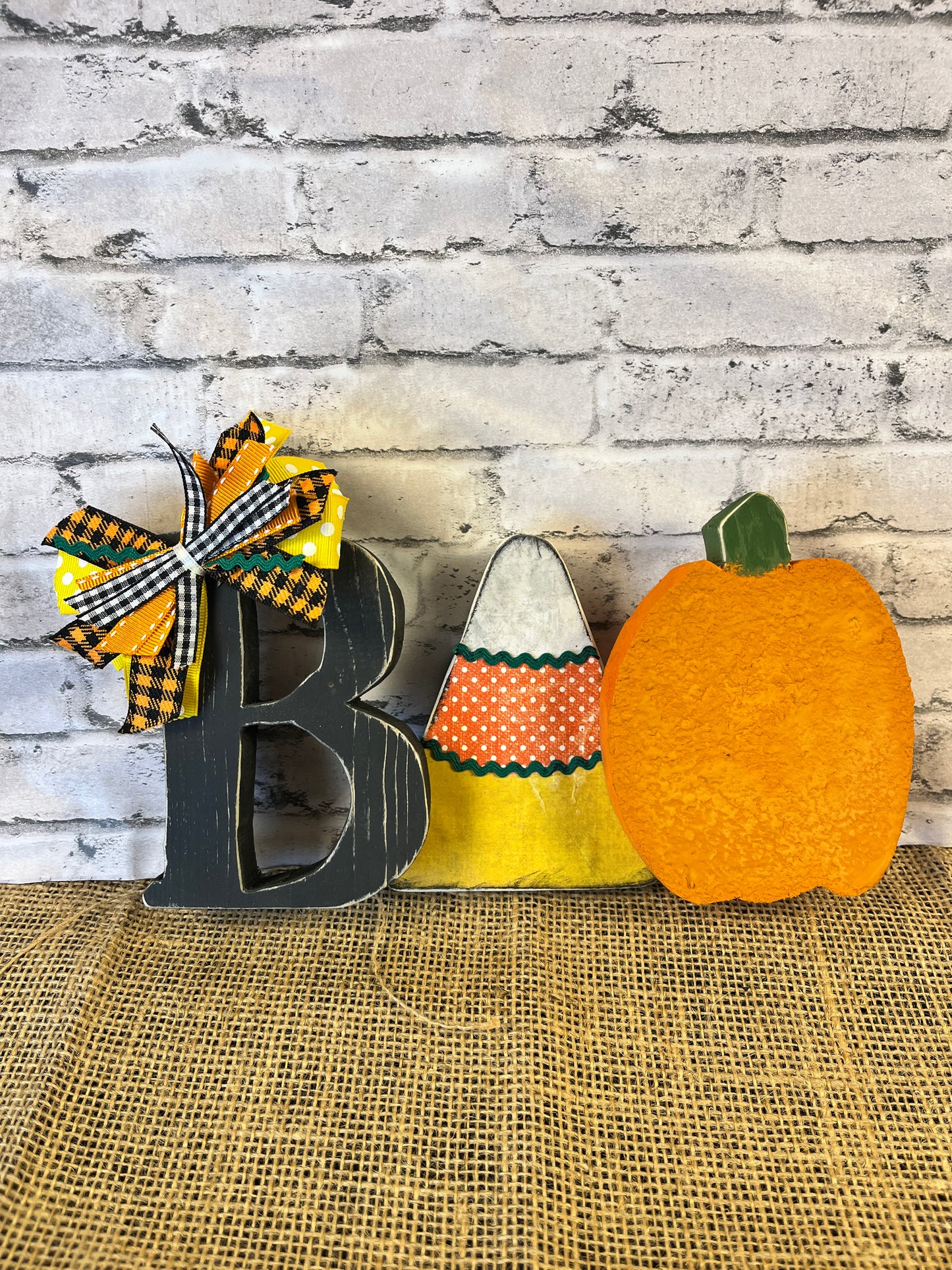 Candy Corn and Pumpkin BOO Shelf Sitter