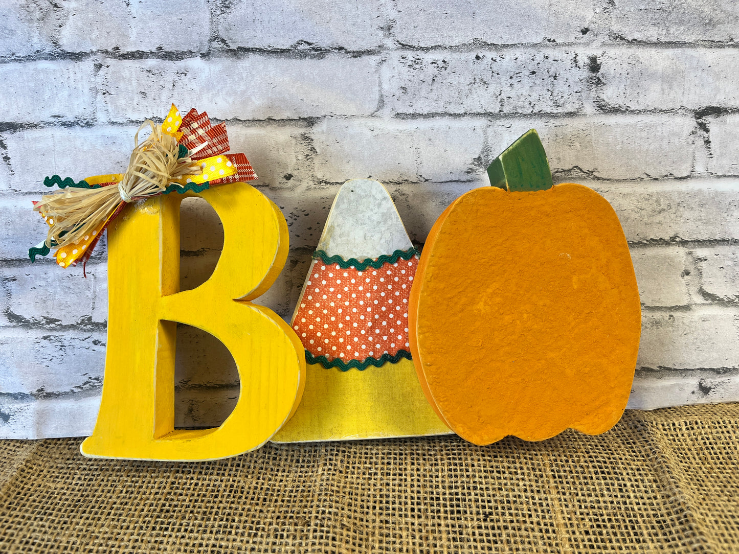 Candy Corn and Pumpkin BOO Shelf Sitter