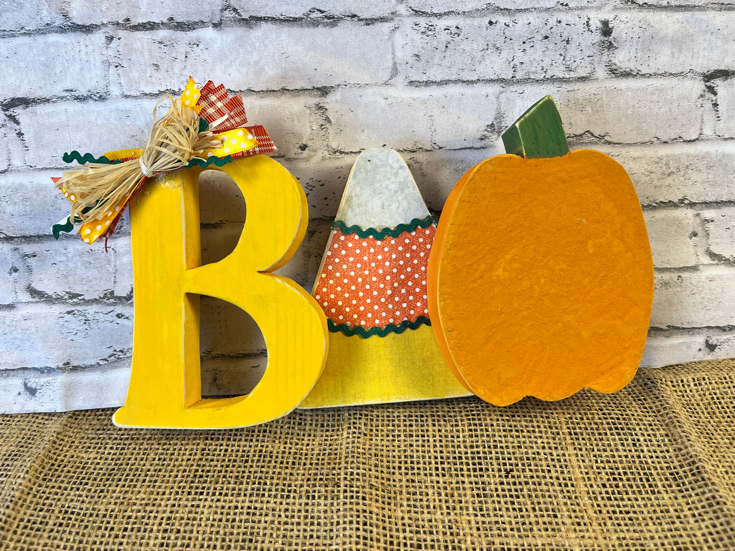 Candy Corn and Pumpkin BOO Shelf Sitter