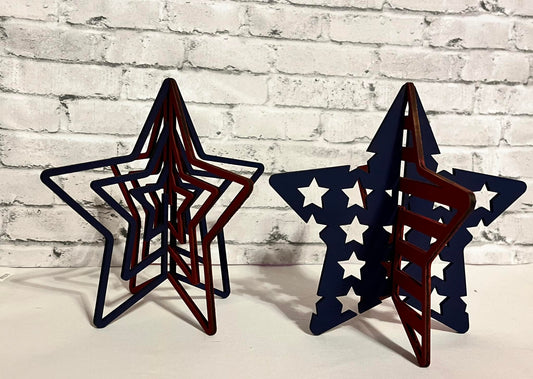 Patriotic 3D Star Shelf Sitters – Set of 2