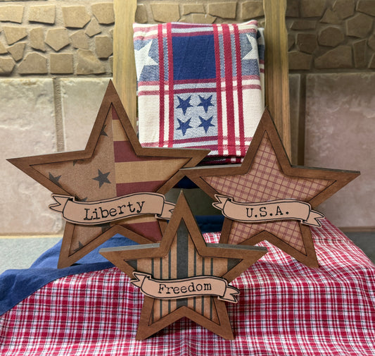 3 Farmhouse Patriotic Stars
