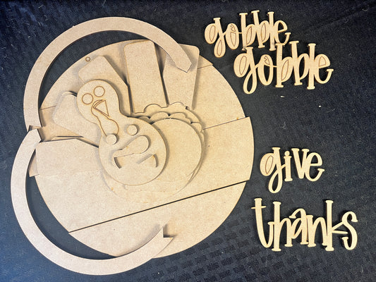 Give Thanks Turkey Door Hanger