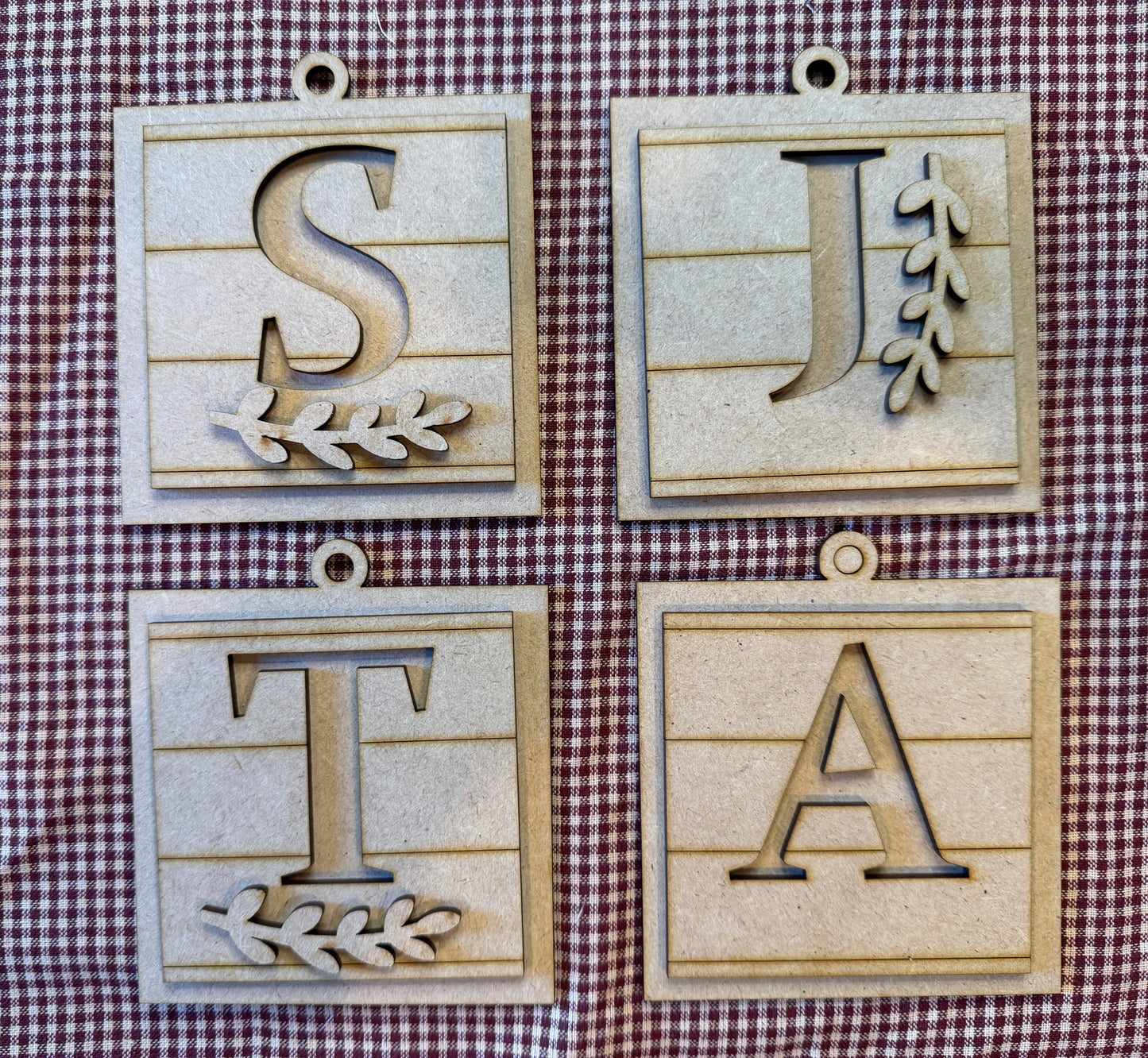 Personalized Initial Christmas Ornaments -  set of 4