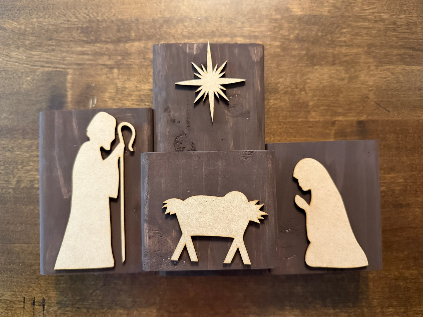 2 x 4 Rustic Wooden Nativity Set DIY Kit