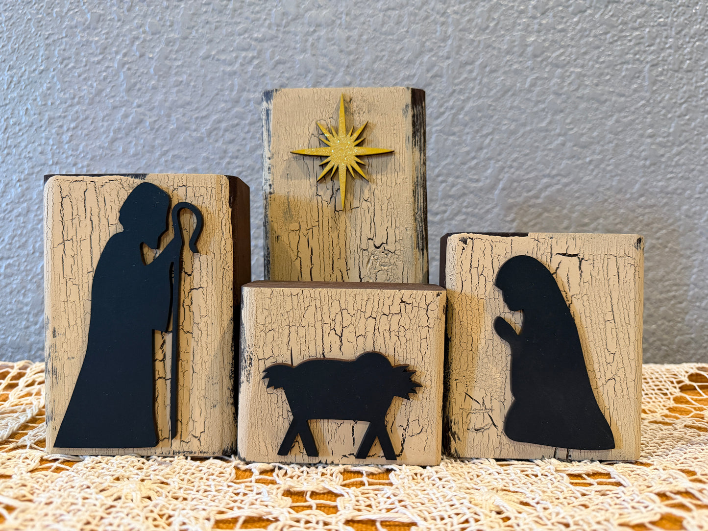 2 x 4 Rustic Wooden Nativity Set DIY Kit