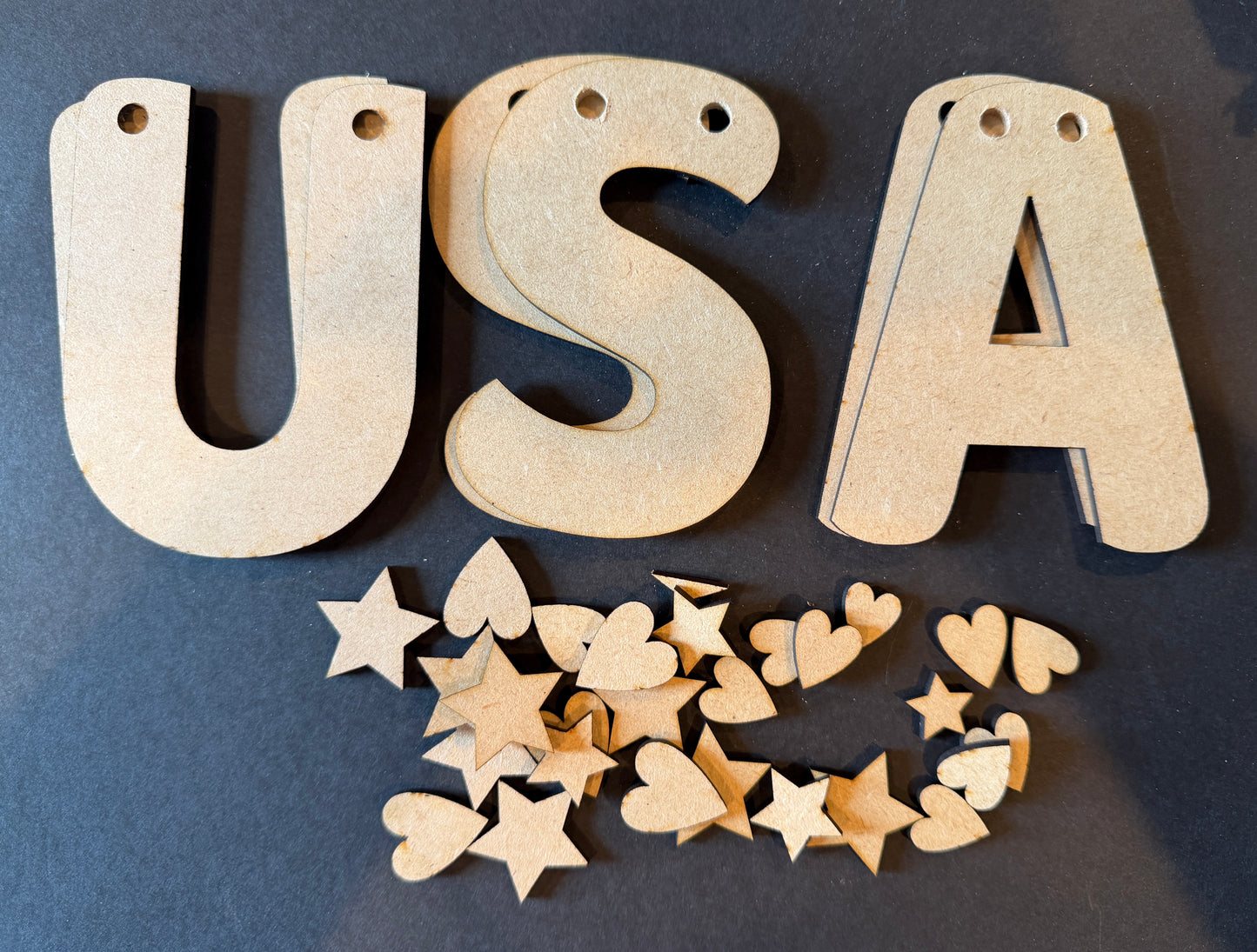 USA Plus Hearts and Stars Embellishments