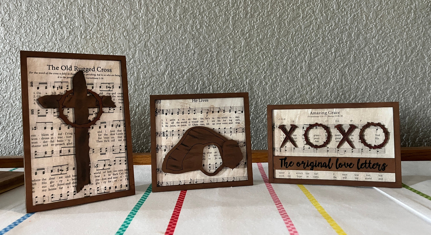 Easter Trio - Rustic Hymn-Inspired Wooden Easter Decor