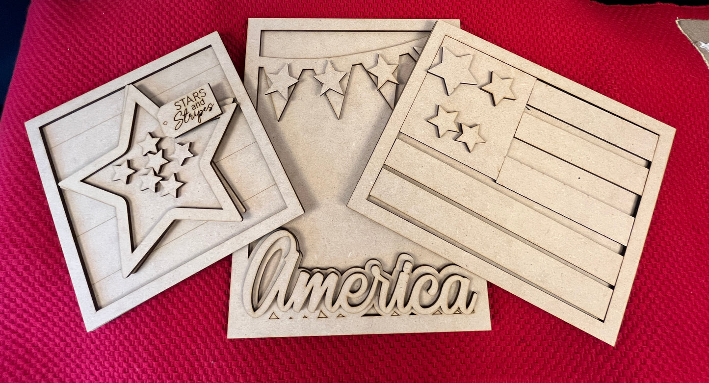 Patriotic DIY Wood Sign Kit – Set of 3 Designs