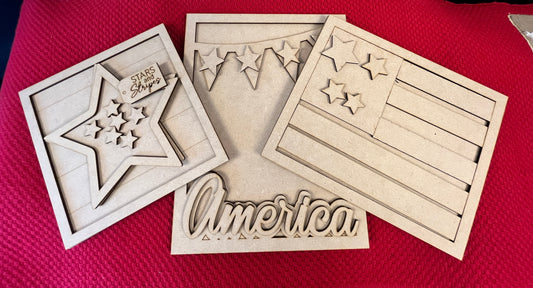 Patriotic DIY Wood Sign Kit – Set of 3 Designs