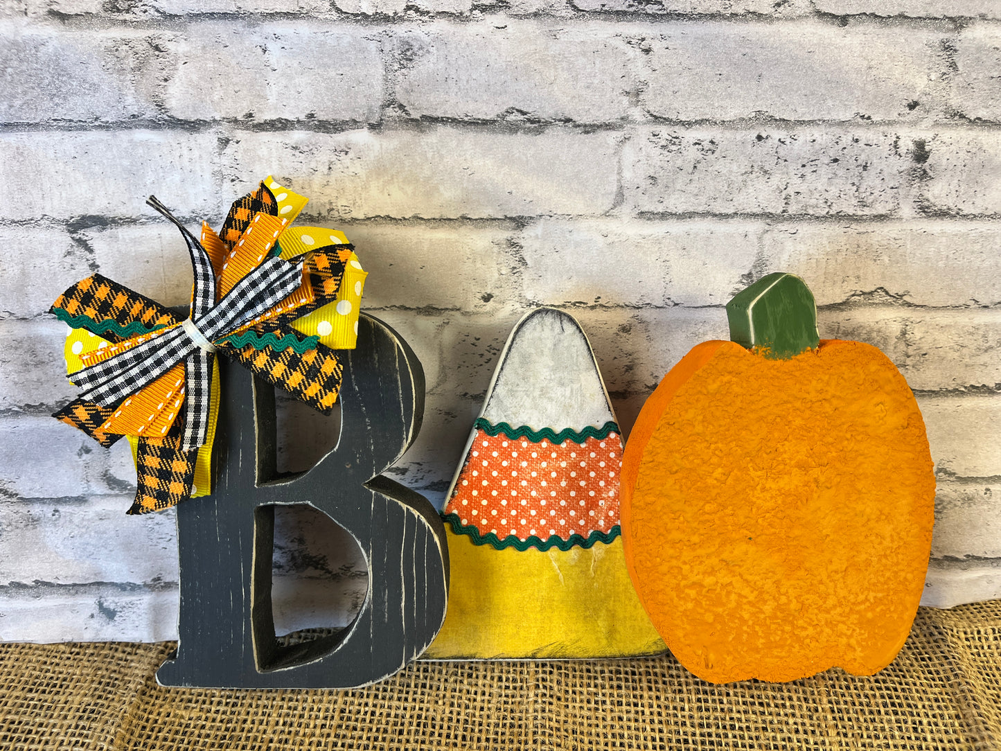 Candy Corn and Pumpkin BOO Shelf Sitter
