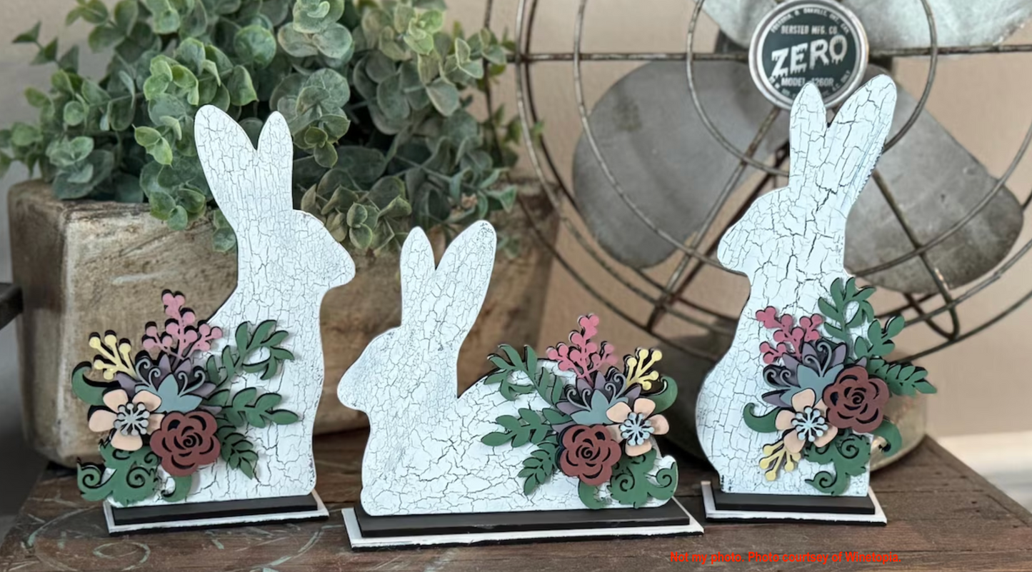 Spring Floral Bunny Trio